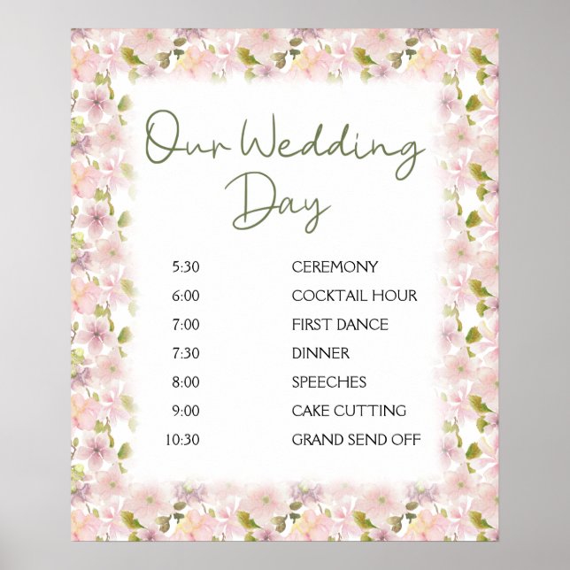 Póster de programación de boda floral de magnolia  (Frente)