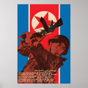 Póster de propaganda Cuba Solidaridad con Corea de