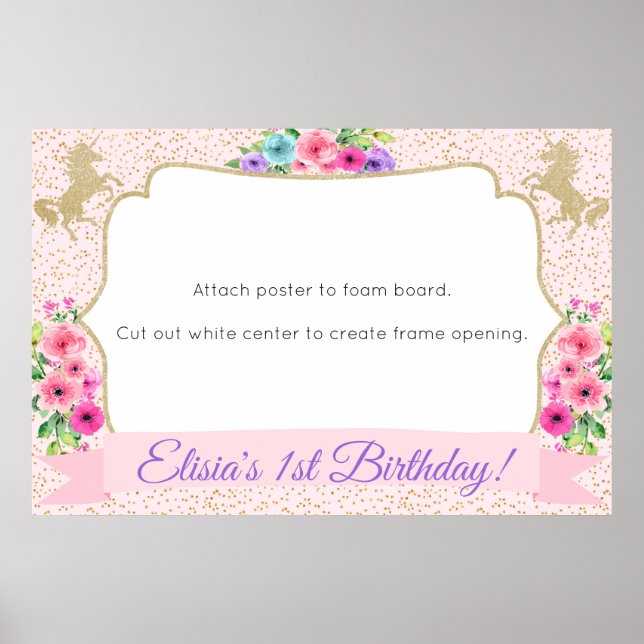 Póster de Propaganda de Cabina de Fotos Unicornio  (Frente)