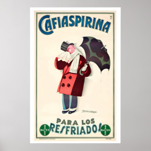 Póster de publicidad vintage de Cafiaspirin para r