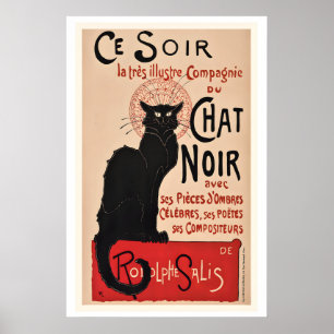 Póster de publicidad vintage de Le Chat Noir Black