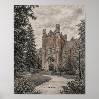 Póster de pueblo montañoso junto al lago #114