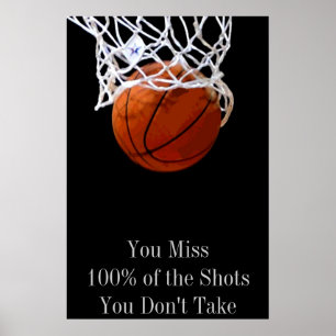 Póster de puerta de baloncesto con cita motivacion