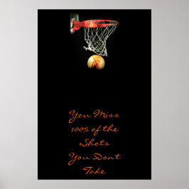 Póster de puerta de cita motivacional de baloncest