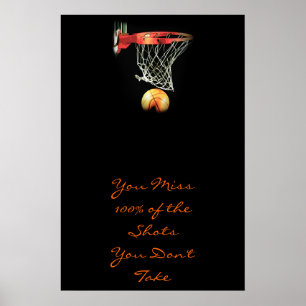 Póster de puerta de cita motivacional de baloncest