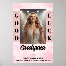 Póster de puerta de concurso de belleza mármol ros