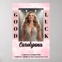Póster de puerta de concurso de belleza mármol ros