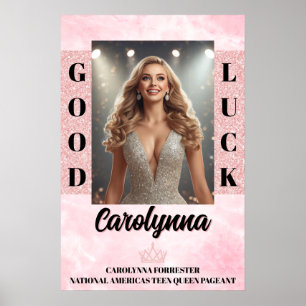 Póster de puerta de concurso de belleza mármol ros