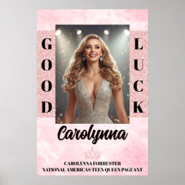 Póster de puerta de concurso de belleza mármol ros