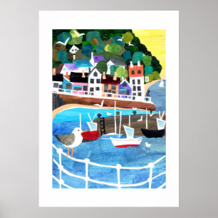 Poster de puerto pesquero o impresión