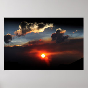 póster de puesta de sol de fuego solar