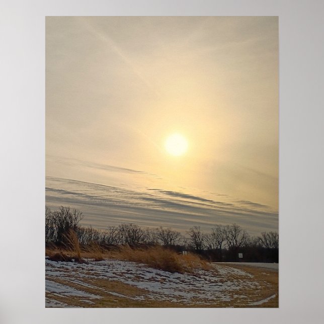 Póster de puesta de sol de invierno (Frente)