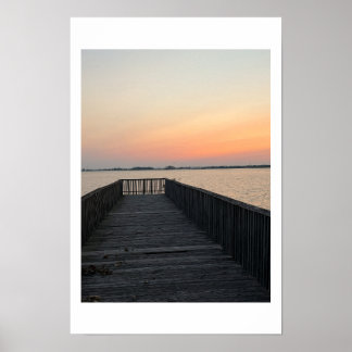 Póster de puesta de sol en el paisaje acuático jun
