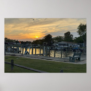 Póster de puesta de sol en la bahía