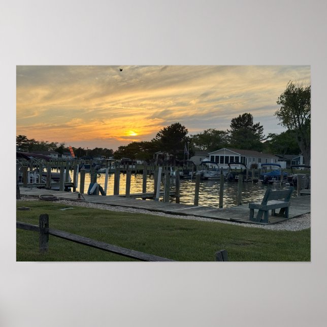 Póster de puesta de sol en la bahía (Frente)