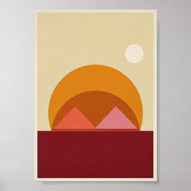 Póster de puesta de sol geométrico abstracto (Frente)
