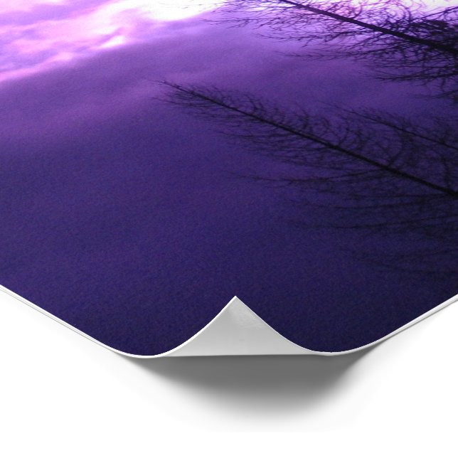 Póster de puesta de sol morada y siluetas de 20" x (Esquina)