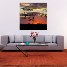 Póster de puesta de sol Nada es imposible con Dios
