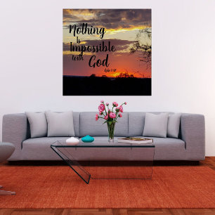 Póster de puesta de sol Nada es imposible con Dios