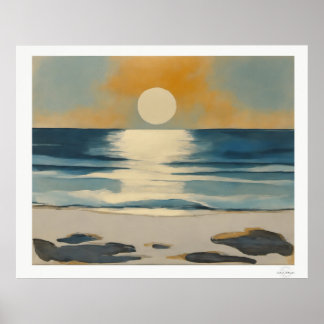Póster de puesta de sol sobre el mar