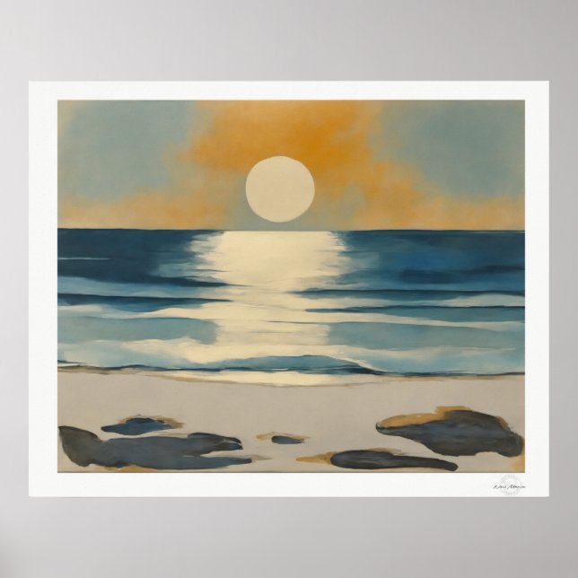 Póster de puesta de sol sobre el mar (Frente)