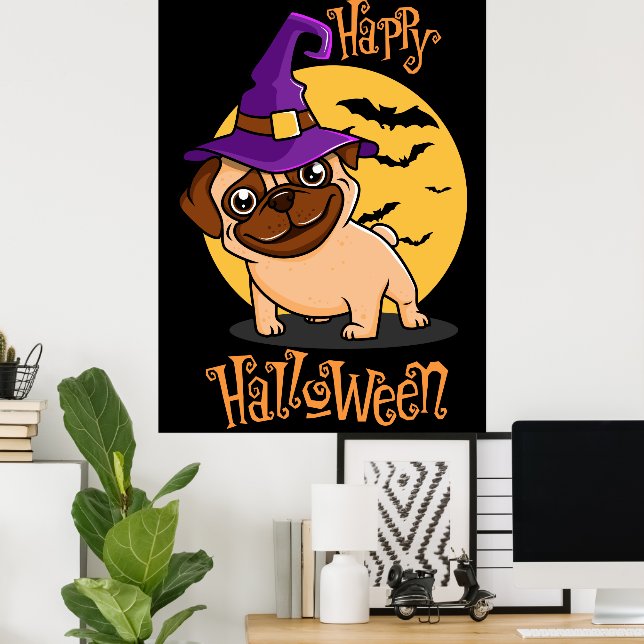 Póster de Pug de Halloween (Oficina en casa)