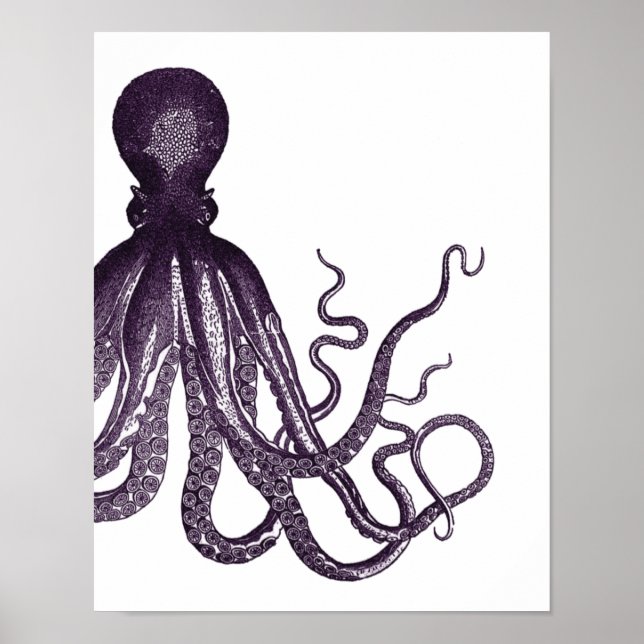 Póster de pulpo moderno morado (Frente)