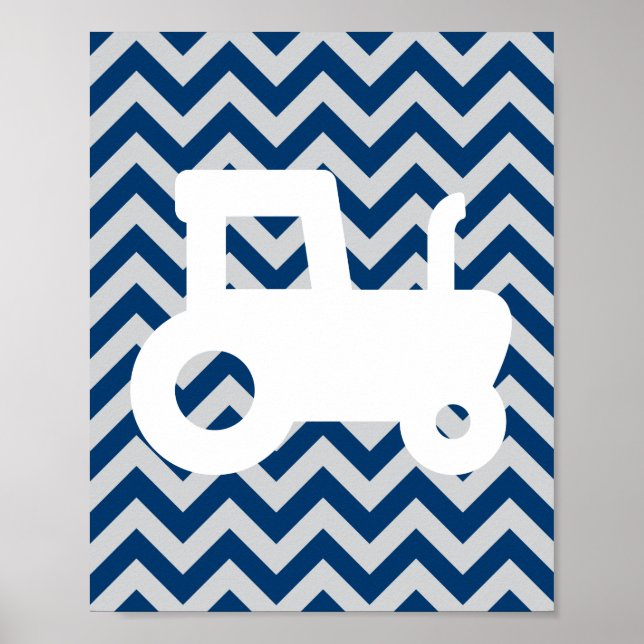Póster De Qué Están Hechos Los Niños Chevron Azul y Gris (Frente)