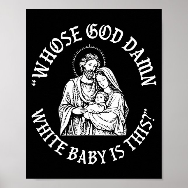 Póster De quién Dios Blanco Bebé Es Esta Navidad  (Frente)