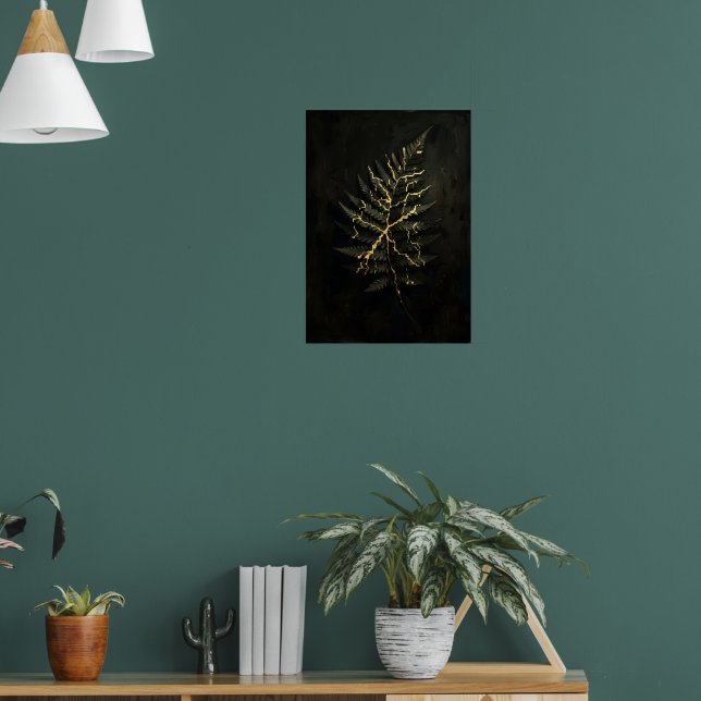Póster de rama botánica de oro oscuro (Salón 1)