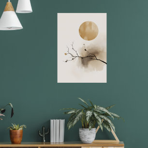 Póster de Rama de Tinta Japonesa   Arte de Pared d