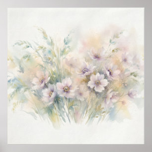 Póster de ramo de flores silvestres Cosmos Lavanda