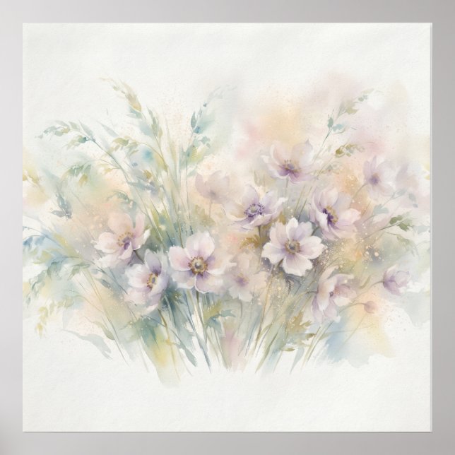 Póster de ramo de flores silvestres Cosmos Lavanda (Frente)