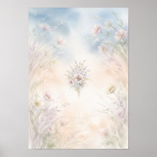 Póster de ramo de pradera de flores silvestres pas