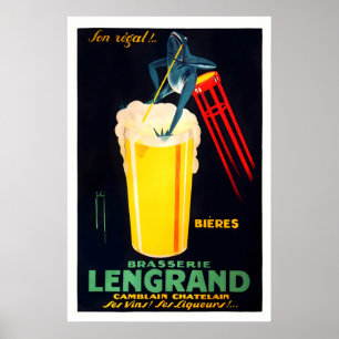 Póster de Rana Brasserie Lengrand Arte de Cerveza 