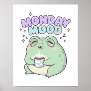 Póster de Rana del Estado de Ánimo del Lunes Café 