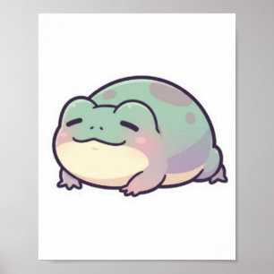 Póster de rana durmiendo Rana acogedora y linda Es