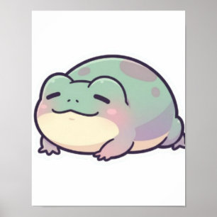 Póster de rana durmiendo Rana acogedora y linda Es