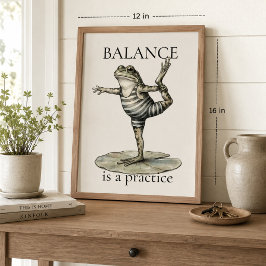 Póster de rana "El equilibrio es una práctica"