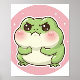 Póster de rana sonrojada linda Kawaii Rana Estétic