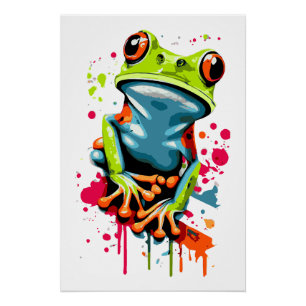 Poster de rana tropical - príncipe de rana colorid