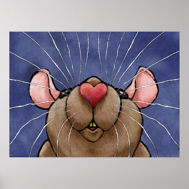Póster de rata con corazón adorable (Frente)