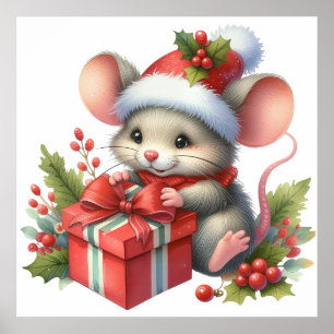 Póster de Ratón de Navidad