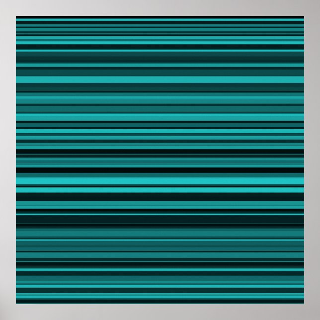 Póster de rayas negras y verde azulado (Frente)