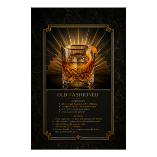 Póster de receta antigua Arte de bar