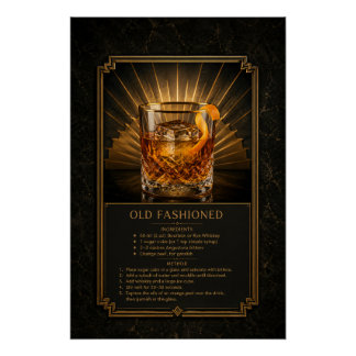 Póster de receta antigua | Arte de bar