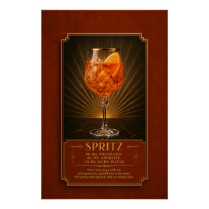 Póster de Receta de Aperol Spritz   Arte de Bar