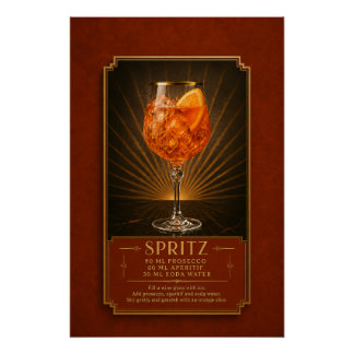 Póster de Receta de Aperol Spritz | Arte de Bar