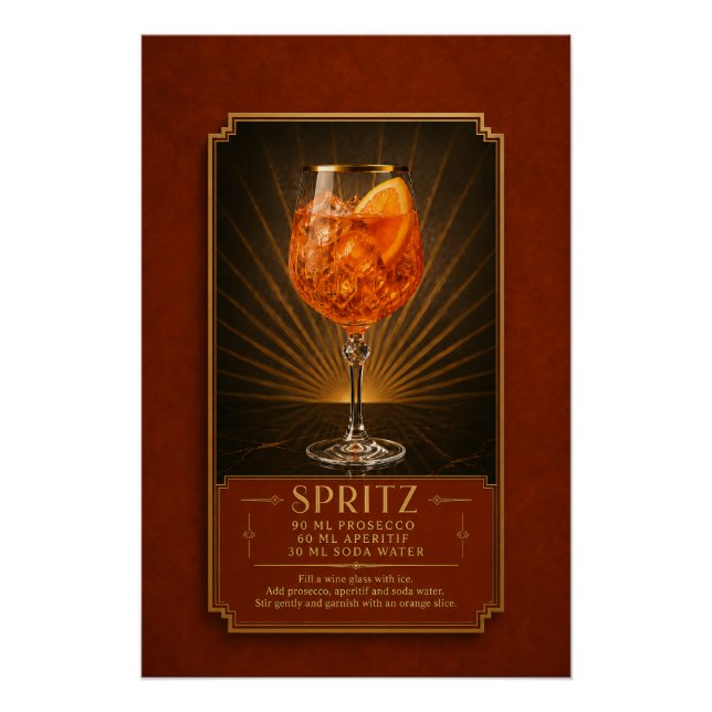 Póster de Receta de Aperol Spritz | Arte de Bar (Anverso)