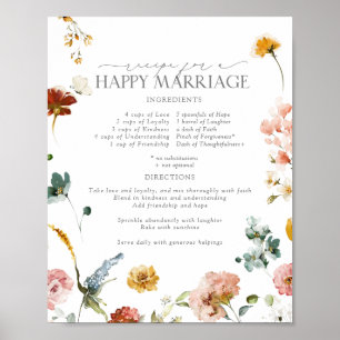 Póster de Receta de Flores de Jardín para un Matri